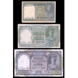 Pakistan. Another 1948 Provisional Issues group. P-1 (2) Fine-VF; VF; P-1A. Edge tear, VG; P-2 (2)