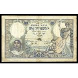 Tunisia. French Administration. Banque de l'Algérie. 500 Francs. July 27, 1939. P-14. Girl lower l