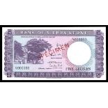 Sierra Leone. Republic. Bank of Sierra Leone. 5 Leones. ND (1964). P-3s. Specimen. No. C/1 000000.