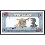 Jordan. Currency Board. 10 Dinars. Law of 1949 (1952 Issue). P-8bs. Specimen. No. B/A 000000-31. Bl