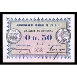 Senegal. French Administration. Gouvernment Général de l'Afrique Occidentale Française. 0.50 Franc.