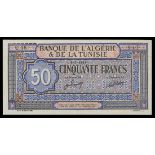 Tunisia. French Administration. Banque de l'Algérie et de la Tunisie. 50 Francs. 1949. P-23. Blue a
