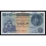 Egypt. National Bank. 5 Pounds. 7 Sept. 1946. P-25s. Specimen. Blue-green, violet, and multicolor u