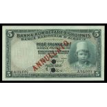 Albania. Banka Kombëtare e Shqipnis - Banca Nazionale d'Albania. 5 Franka Ari. ND (1926). P-2s. Spe