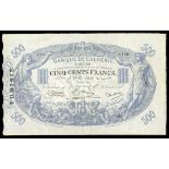 Tunisia. French Administration. Banque de l'Algérie. 500 Francs. March 20, 1924. P-5b. Slate-blue.