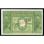 Italian Somaliland. Cassa per la Circolazione Monetaria della Somalia. 10 Somali. 1950. P-13s. Spec