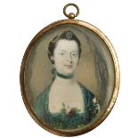 Portrait Miniature of a Young Lady. European, 19th Century. In gold (untested) oval frame. 52 x 44m