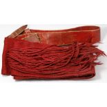 U.S. Officer's Sash, 19th Century. Red. Wool, sprang weave. Similar in style to the War of 1812 typ