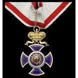 Montenegro. Order of Danilo. Grand Officer's Neck Badge. Silver, gilt and enamels. 74mm (from tip o