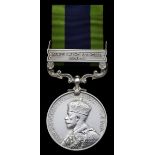 Great Britain. India General Service Medal, 1908-1935. George V. One clasp: "North West Frontier 19