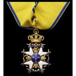 Sweden. Order of the Sword. Commander's Neck Badge. Gold, gilt and enamels. 58mm (not including cro