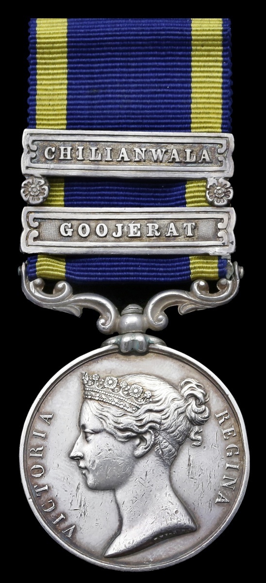 Great Britain. Punjab, 1848-1849. Two clasps: "Goojerat" and "Chilianwala" (G. ROBERTSON. 3RD LT. D