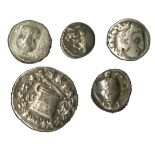 Small lot of Greek Silver. Includes: a Fifth Century BC Aegina sea-turtle Stater; Mysian Cistophoro