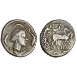 Sicily. Syracuse. Second Democracy (466-405 BC). AR Tetradrachm, struck 460-440 BC. 17.21 gms. Char