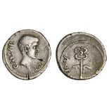 Roman Imperatorial. The Triumvirs: Octavian and Mark Antony. AR Denarius, late 40-early 39 BC. Mili