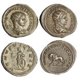 Roman Imperial. Caracalla (198-217). Pair of AR Antoniniani. Rome. 215-217. 5.45 gms. Radiate, drap