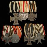 Germany.Trio of WWI Groups: Group of 3 - Iron Cross, 2nd Class (hairline crack, one tip bent); Hung