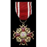 Russia. Order of St. Stanislaus. Breast Badge, 3rd Class. Civil Division. 40 mm. By Eduard. Gold an