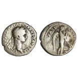 Roman Imperial. Claudius (41-54). AR Denarius, struck 44-45. Lugdunum. Laureate head right, rev. Pa