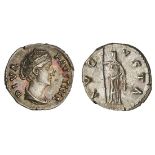 Roman Imperial. Diva Faustina, Sr. (died 141). AR Denarius. 3.55 gms. Draped bust right, rev. Ceres