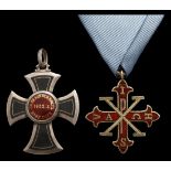 Montenegro. Order of Danilo. Knight's Cross. Silver and enamels. 44mm. Silver bordered, black ename