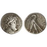 Seleukid Kings of Syria. Demetrios II Nikator, 2nd reign (129-125 BC). AR Tetradrachm, dated SE 185