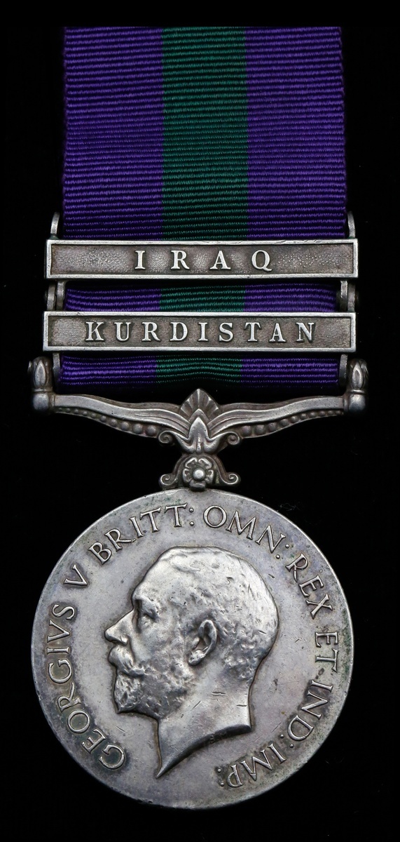 Great Britain. General Service Medal, 1918-1962. George V. Two clasps: "Kurdistan", and "Iraq" (422