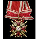 Russia. Order of St. Stanislaus. Breast Badge, 3rd Class. Military Division. Ca. 1908-1916. By Dmit