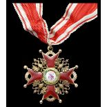 Russia. Order of St. Stanislaus. Breast Badge, 3rd Class. Civil Division. 41 mm. By Eduard. Gold an