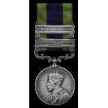 Great Britain. India General Service Medal, 1908-1935. George V. Two clasps: "North West Frontier 1