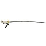 United States. US Marine Corps Officer's "Mameluke" Sword. 31" etched steel blade, leather sword kn