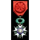 France. Legion of Honor. Officer's Cross. Third Republic, 1870-1947. 40 mm. Silver and gilt. On red