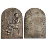 Belgium. World War I. Pendant L'Absence Septembre 1914. Plaque. Silvered Bronze. 78.3 x 110.5mm...