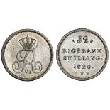 Denmark. Frederik VI (1808-1839). 32 Rigsbankskilling, 1820 IFF. KM 690.2. Light obverse hairli...