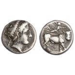 Campania. Neapolis. AR Didrachm, 300-275 BC. 7.29 gms. Sambon 475, HN Italy 579. Toned. Near Ve...