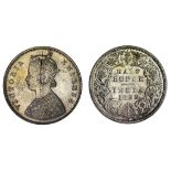 British India. Victoria (1837-1901). Half Rupee, 1899 B. Incuse, inverted "B". Crowned bust lef...