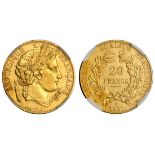 1851A France Gold 20 Francs. AU 55. 4491480-024.