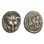Bruttium. Rhegion. AR Drachm, ca. 494-486 BC. 5.67 gms. Lion's scalp facing, rev. SNG ANS 621,...