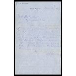 Edison, Thomas Alva. Very early Autograph Letter Signed "Hastily your T.A. Edison," 3/4 page, 4...