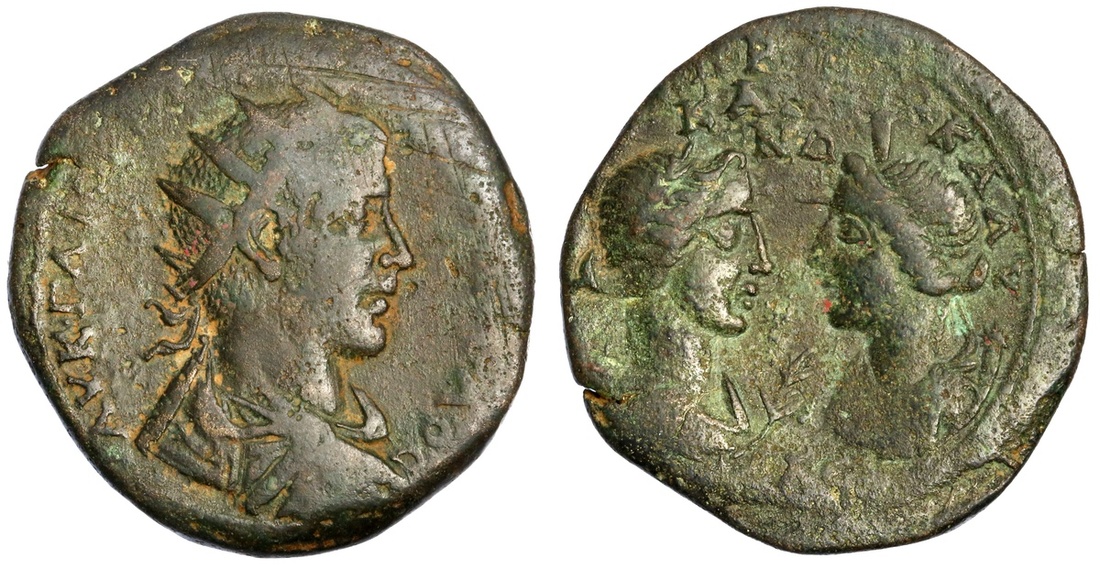 Roman Provincial. Trebonianus Gallus (251-255). AE 35 of Seleucia ad Calycadnum in Cilicia. Rad...