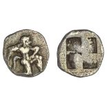 Islands off Thrace. Thasos. AR Diobol, ca. 500-480 BC. 1.09 gms. Le Rider Thasiennes 4. Very Fi...