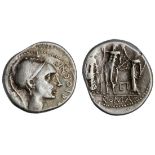 Roman Republic. Cn. Blasio C.n.f. AR Denarius, 112-111 BC. 3.92 gms. Craw.296/1d, Syd.561b, Cor...