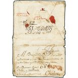 ChileIncoming Mail1797 circa. Handmade envelope (opened for display) from Spain to a Brigadier,