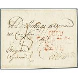 EcuadorOutgoing Mail1818. Cover from Guayaquil to Cádiz (Spain), with involvement in its carriage of