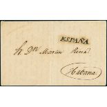CubaIncoming Mail1840, March 25. Entire letter from Santander to Havana, magnificently struck on