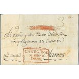 ColombiaOutgoing Mail1810 circa. Cover (two back flaps lacking) from Cartagena to Havana,