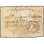 BoliviaOutgoing Mail1800 circa. Cover (flaps lacking at top and base) from Plata (then belonging