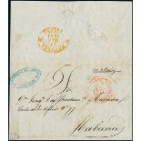 CubaIncoming Mail1851, Feb. 15. Entire letter from Santander (Spain) to Havana, with sender's cachet