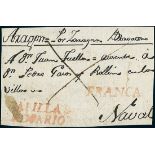 ArgentinaOutgoing Mail1810 circa. Cover front from Capilla del Rosario to Naval (Spain), most