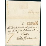 GuatemalaIncoming Mail1795, Oct. Folded cover from Spain to Guatemala endorsed "Coruña", where the